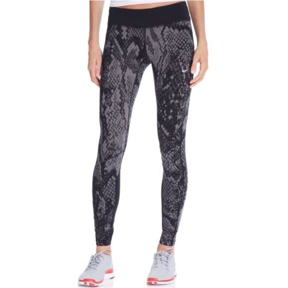 Nike Dri-FIT Black Gray Snake Print Leggings Size S - Picture 1 of 4